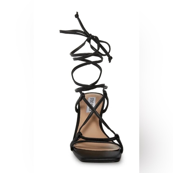 STEVE MADDEN Sz 8.5 Lavina Strappy Sandals Clear Block Heels Ankle or Leg Wrap - Picture 3 of 12